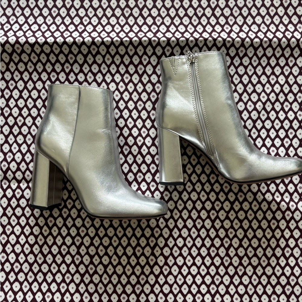 Metallic Silver Heeled Boots